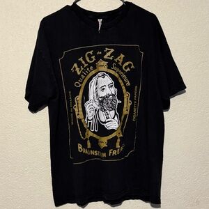 Black Zig-Zag Graphic T-Shirt Vintage XL